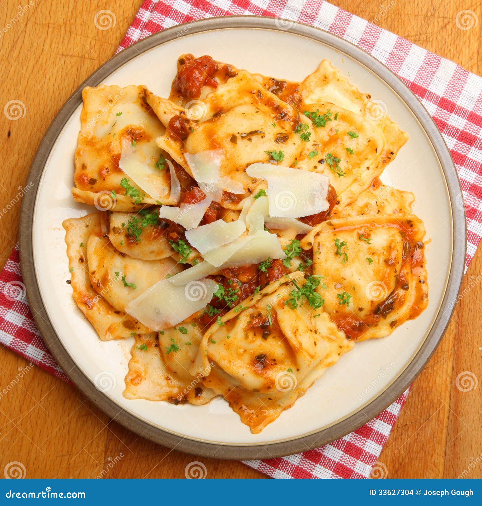 Ravioli in Tomato Sauce with Parmesan Cheese Stock Photo Image of