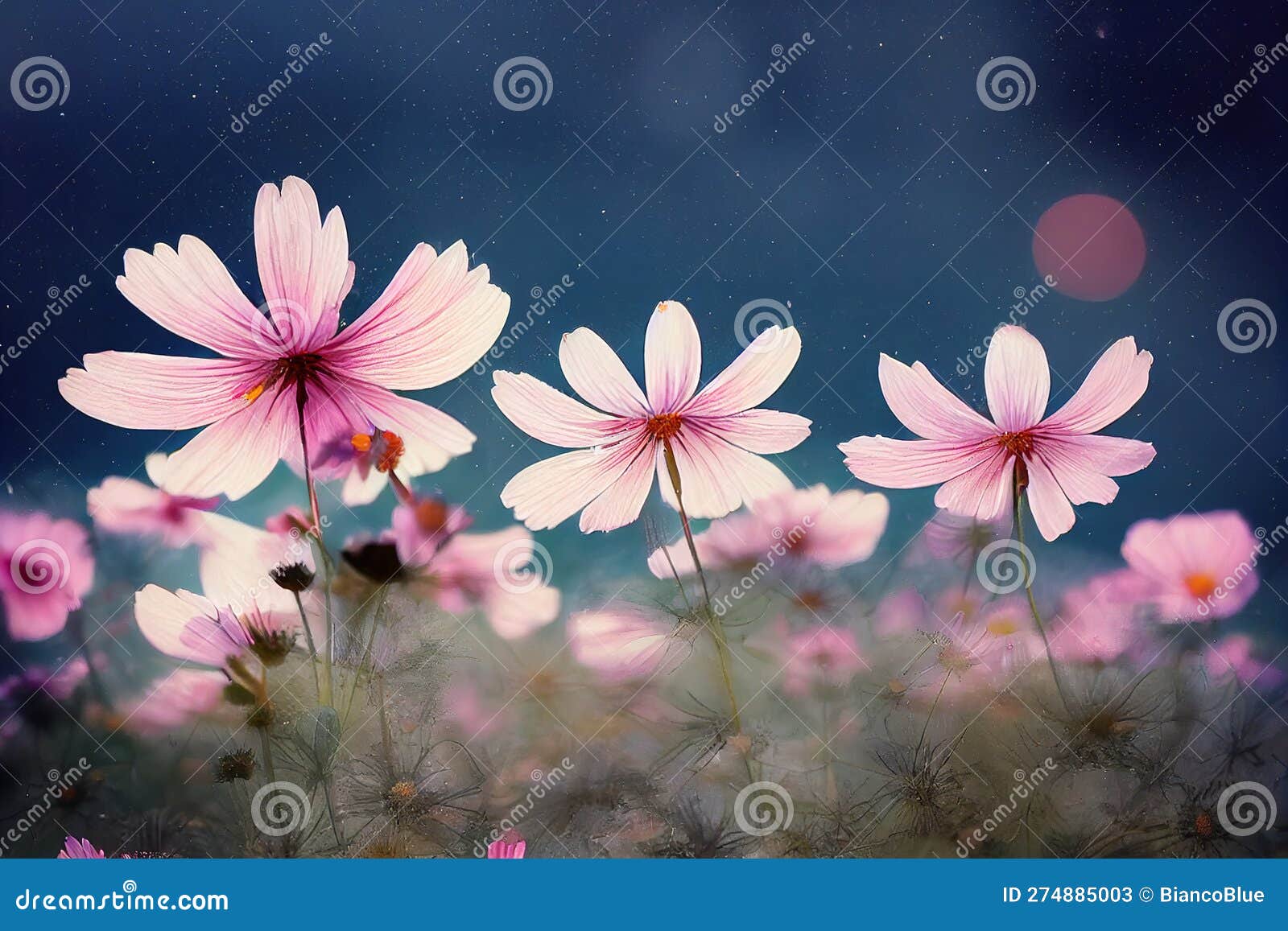 Ravishing Closeup Flower Scenery in Natural Landscape with Starry Night ...