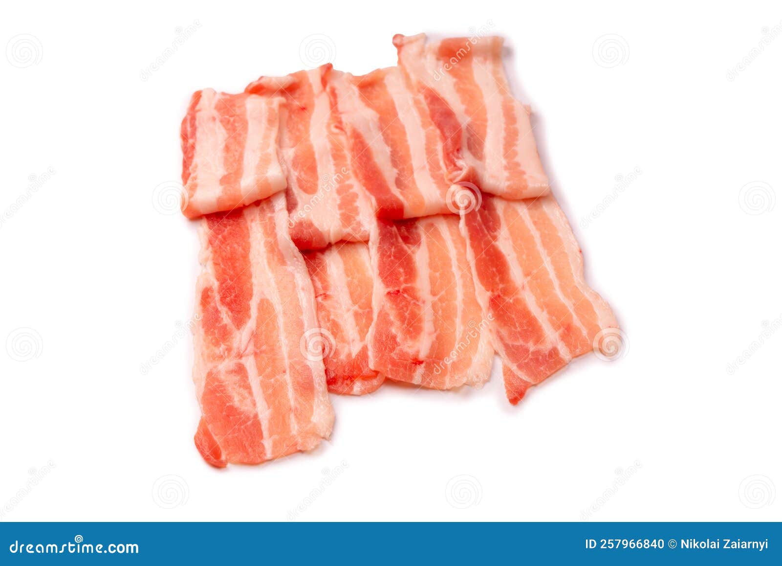 Raw Bacon Slices Isolated on a White Background Stock Photo Image of