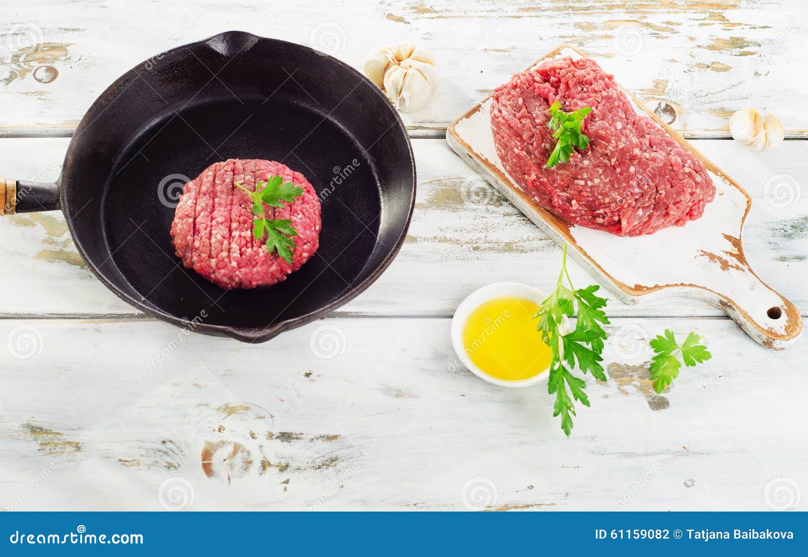 Raw Beef Burger Patty on Iron Pan. Stock Photo Image of cooking, rare
