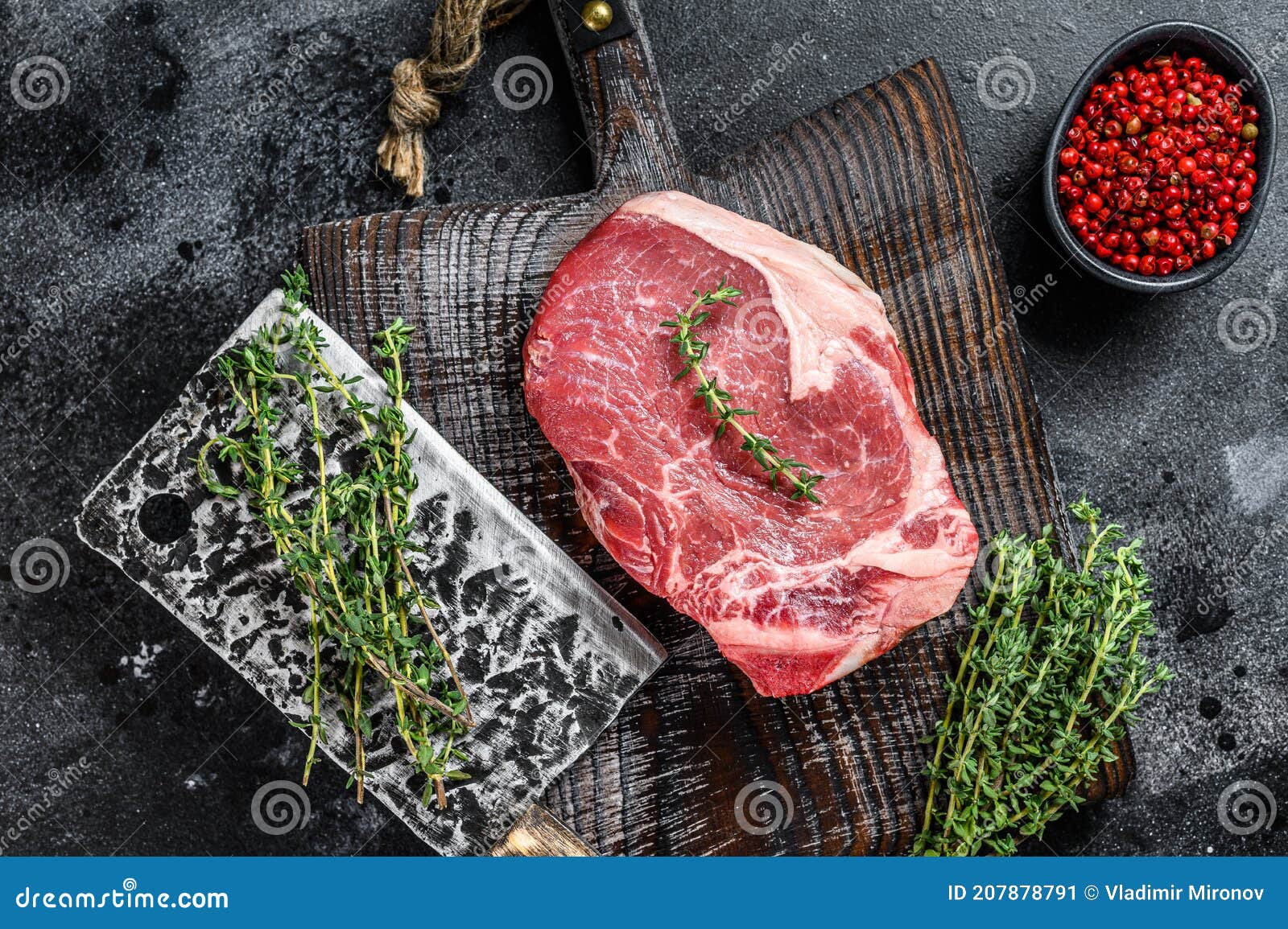 Raw Beef Club Steak. Black Ground Stock Image Image of loin, fillet