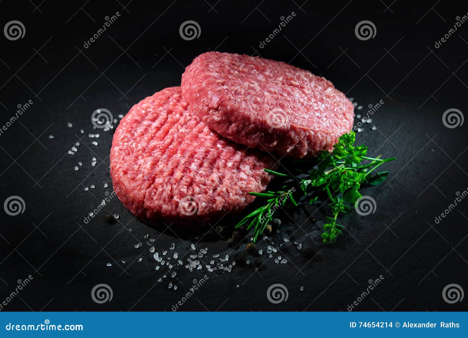 Raw Beef Hamburger Patties with Spices Stock Photo Image of burger