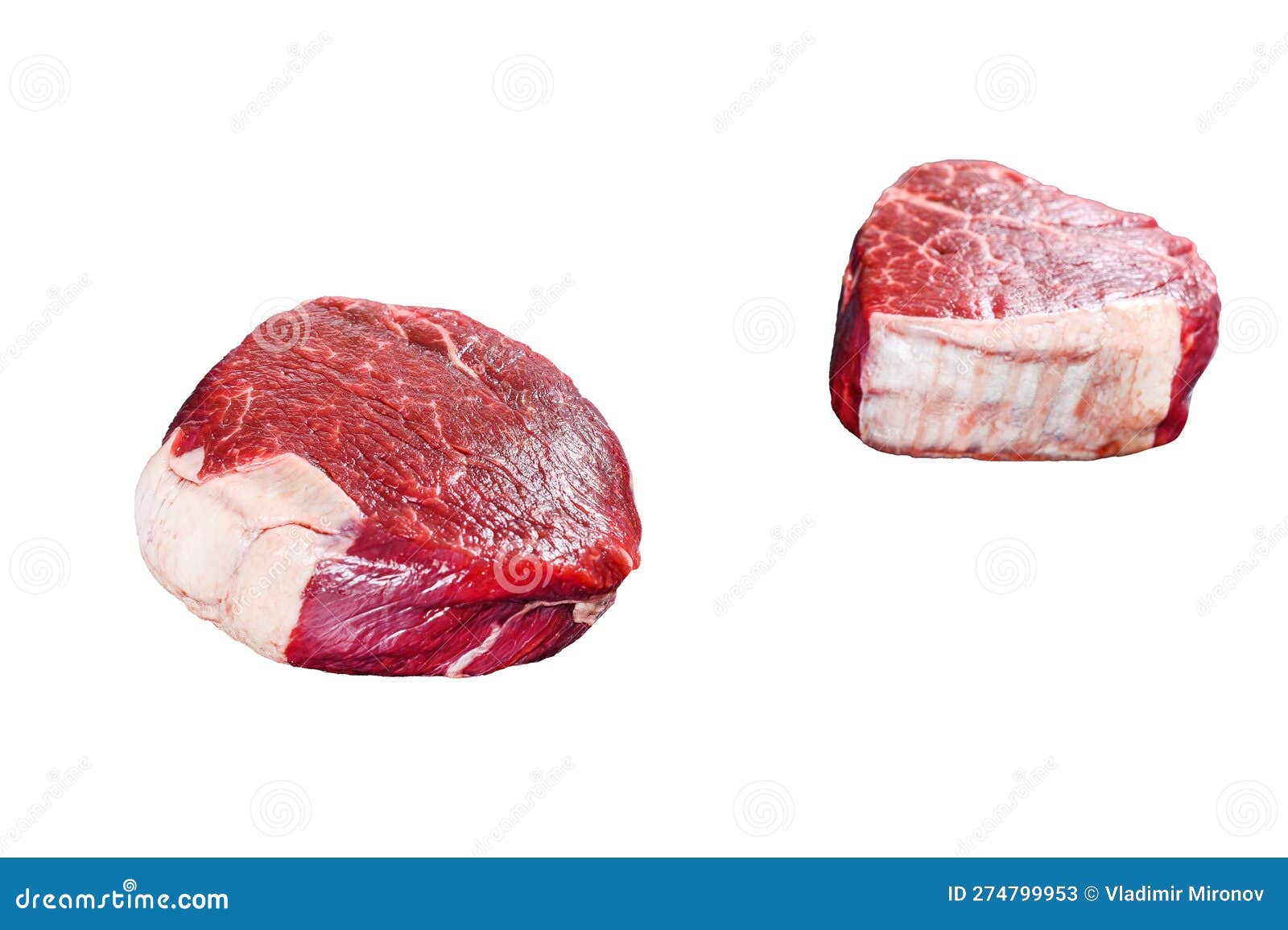 Raw Beef Meat Steak Tenderloin Fillet. Isolated on White Background ...