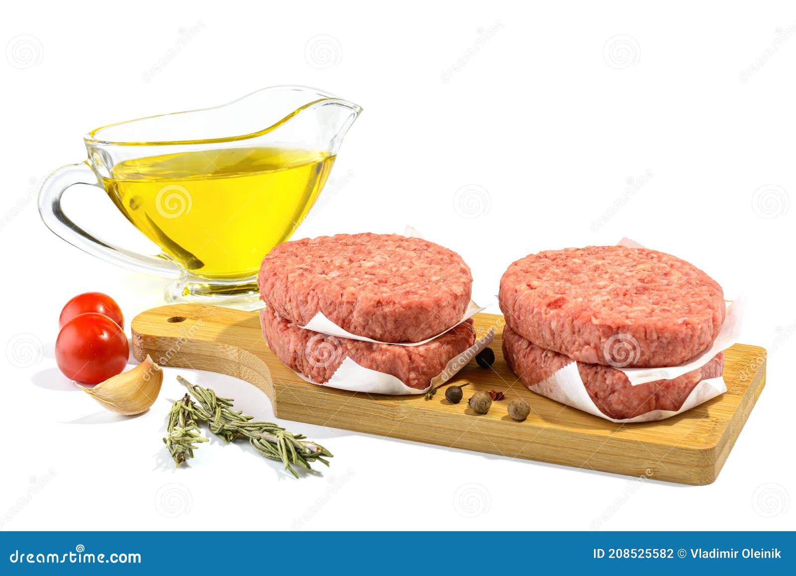 Raw Beef Patties for Making a Burger.Isolated on a White Background