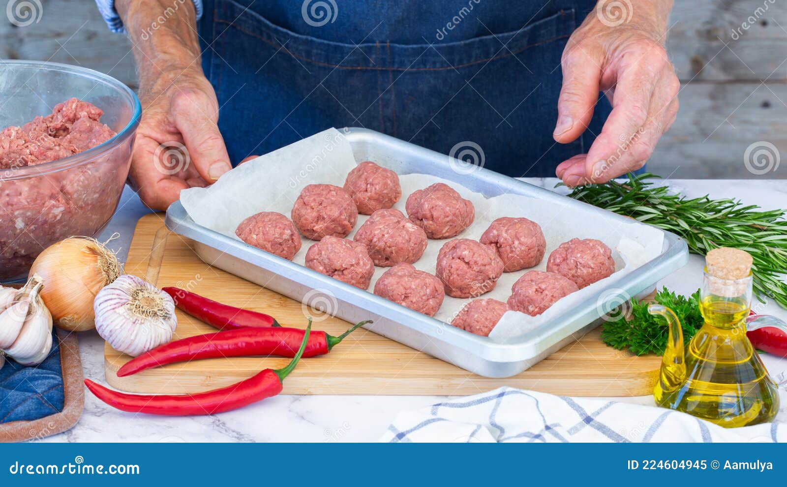 Raw Beef and Pork Cutlets Preparation at Home Stock Image Image of