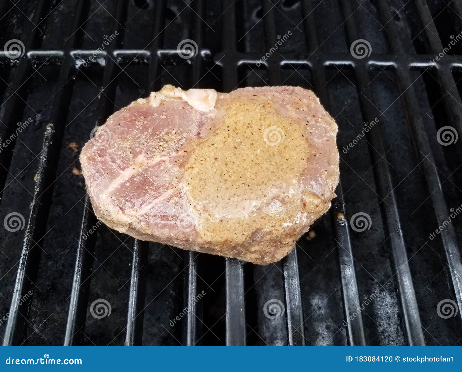 Raw Beef Steak on Barbecue Grill Bars with Sauce Stock Photo Image of grill, dinner 183084120