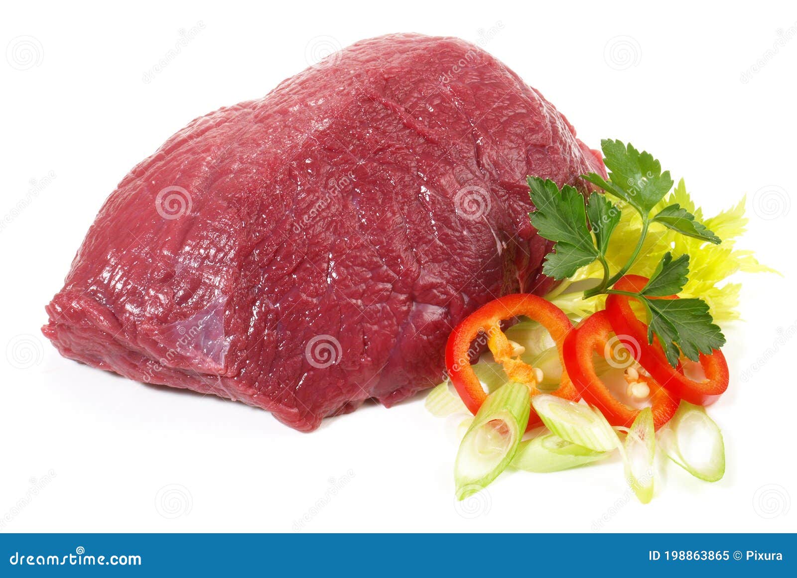 Raw Bison Meat Raw Buffalo Meat on White Background Stock Image