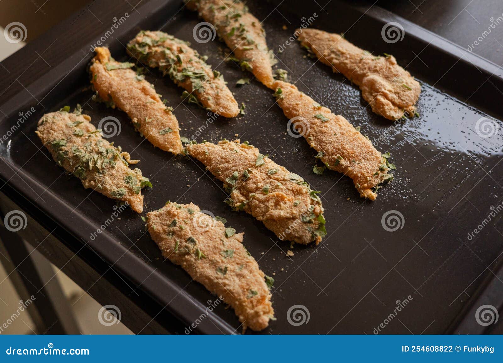 Raw Breaded Chicken Preparing Closeup Stock Photo Image of closeup, ingredient 254608822
