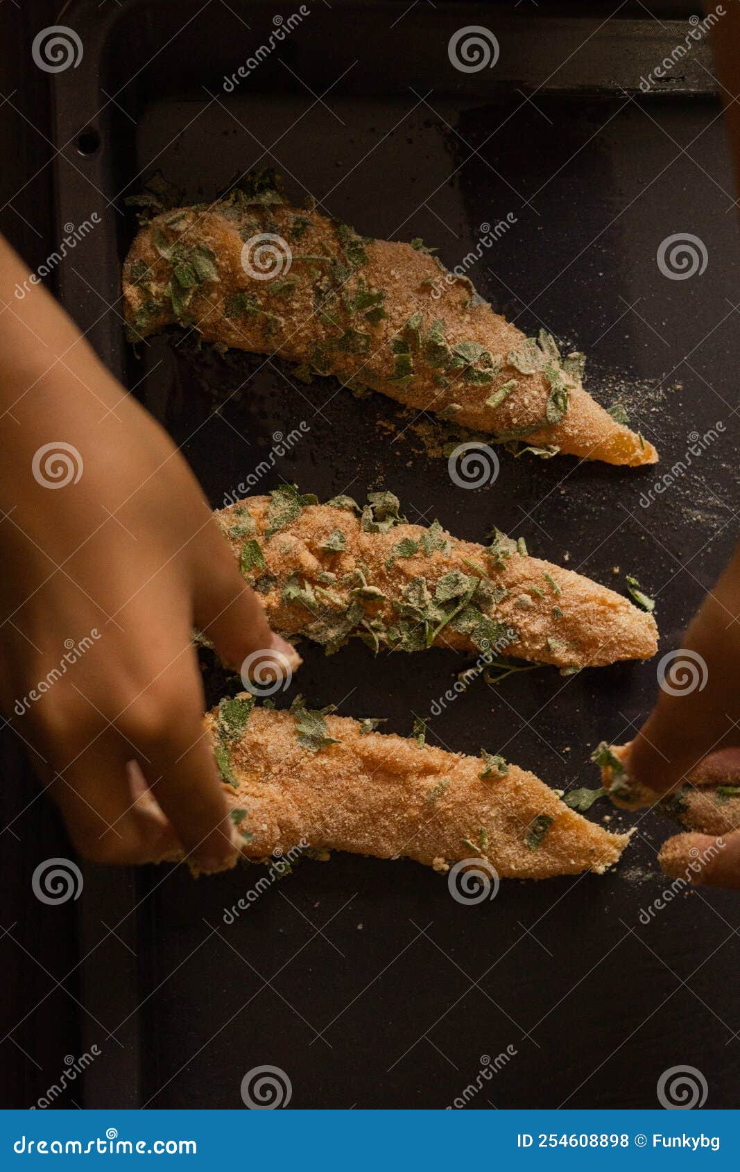 Raw Breaded Chicken Preparing Closeup Stock Photo Image of ingredient, diet 254608898
