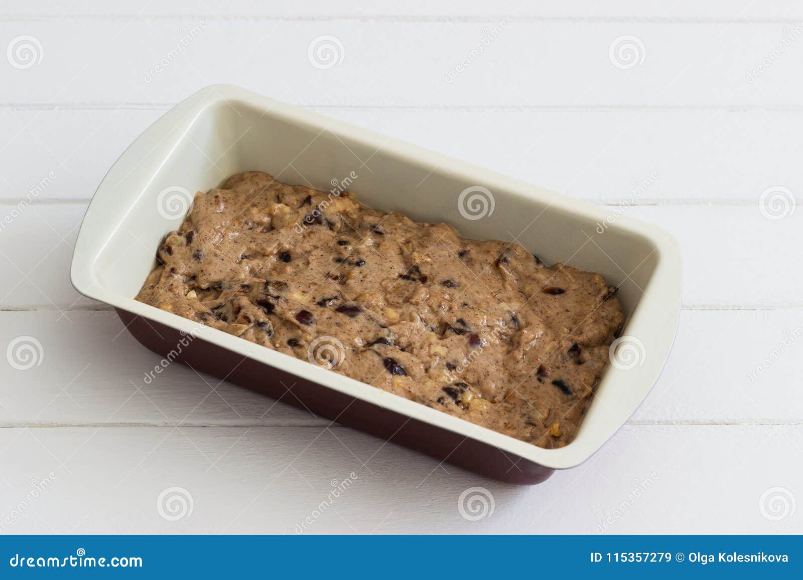 Raw cake dough metal pan. stock image. Image of easy 115357279