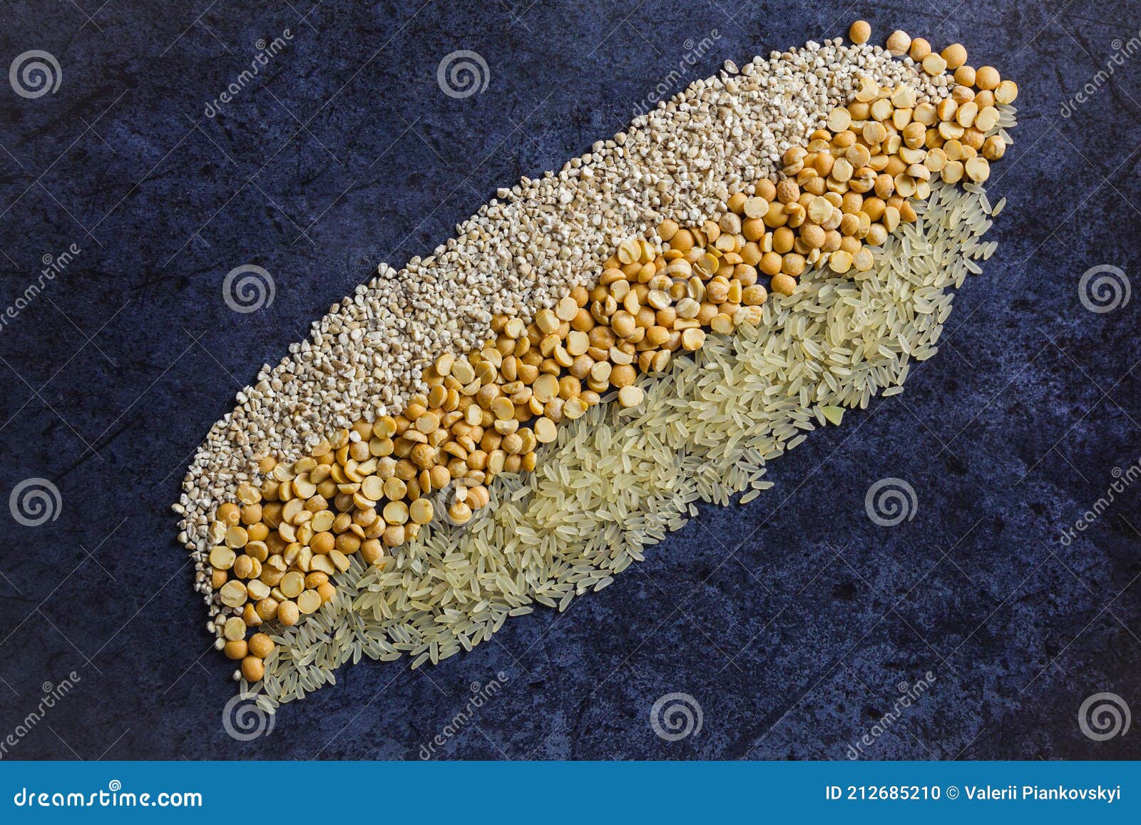 Raw Carbohydrates Cereals on Blue Background Stock Photo Image of
