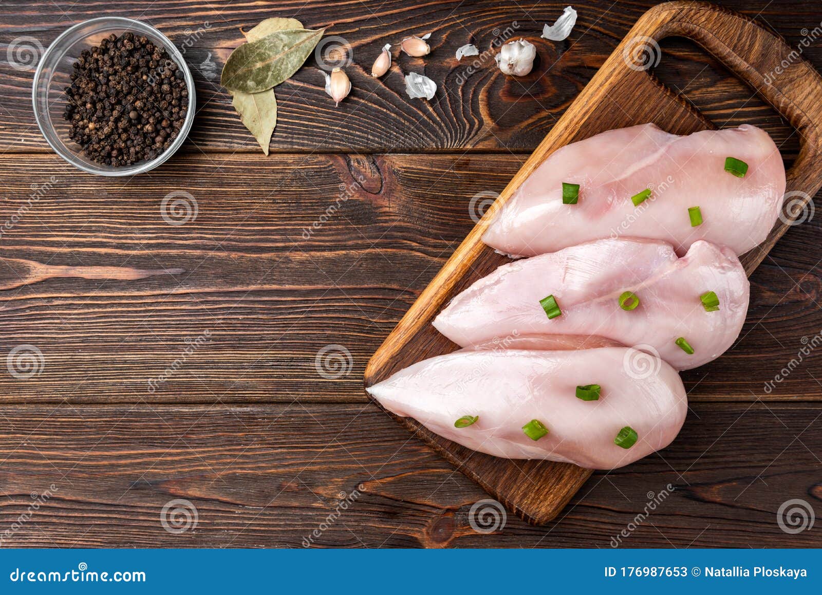 Raw Chicken Breast Or Fillets On Dark Wooden Background Stock Image ...