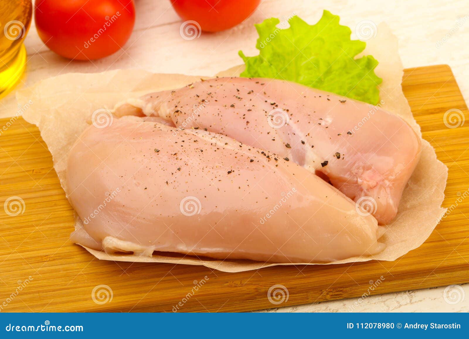 Raw chicken breast stock photo. Image of animal, background 112078980