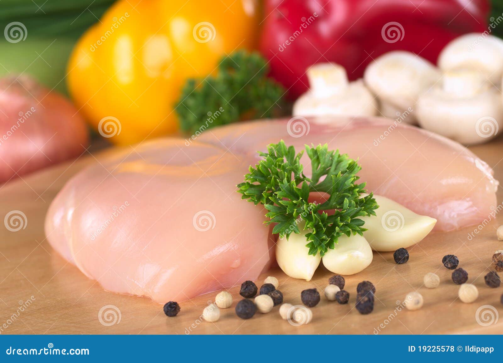 Raw Chicken Breast with Seasoning Stock Photo Image of corn, pepper