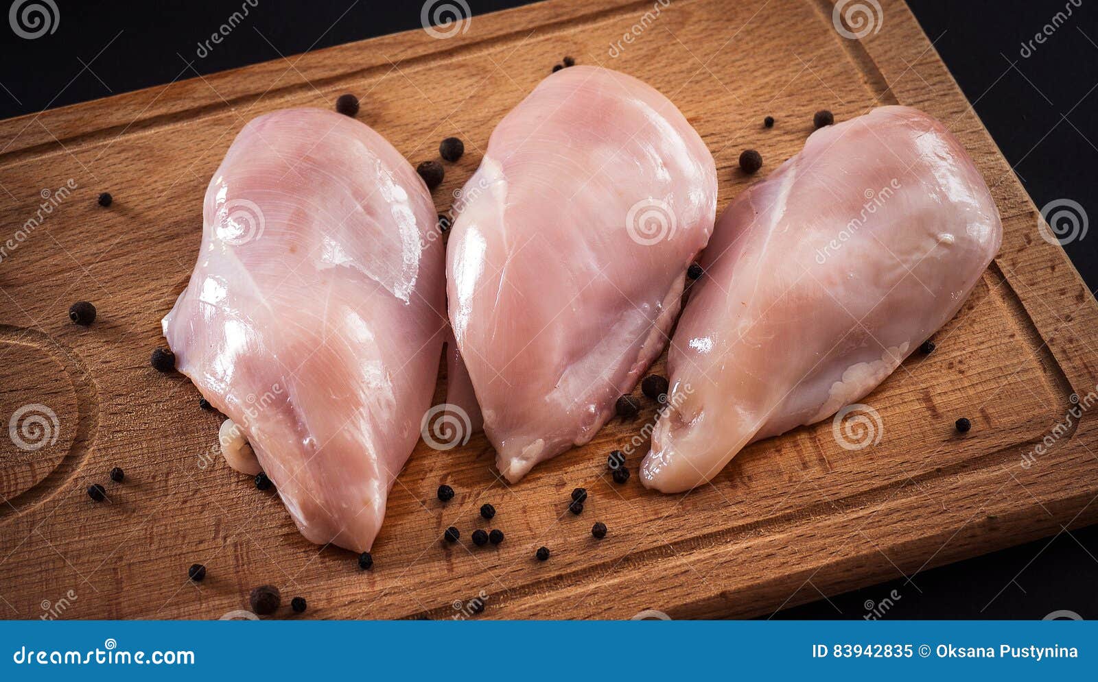 Raw Chicken Breasts and Spices on Wooden Cutting Board Stock Image ...
