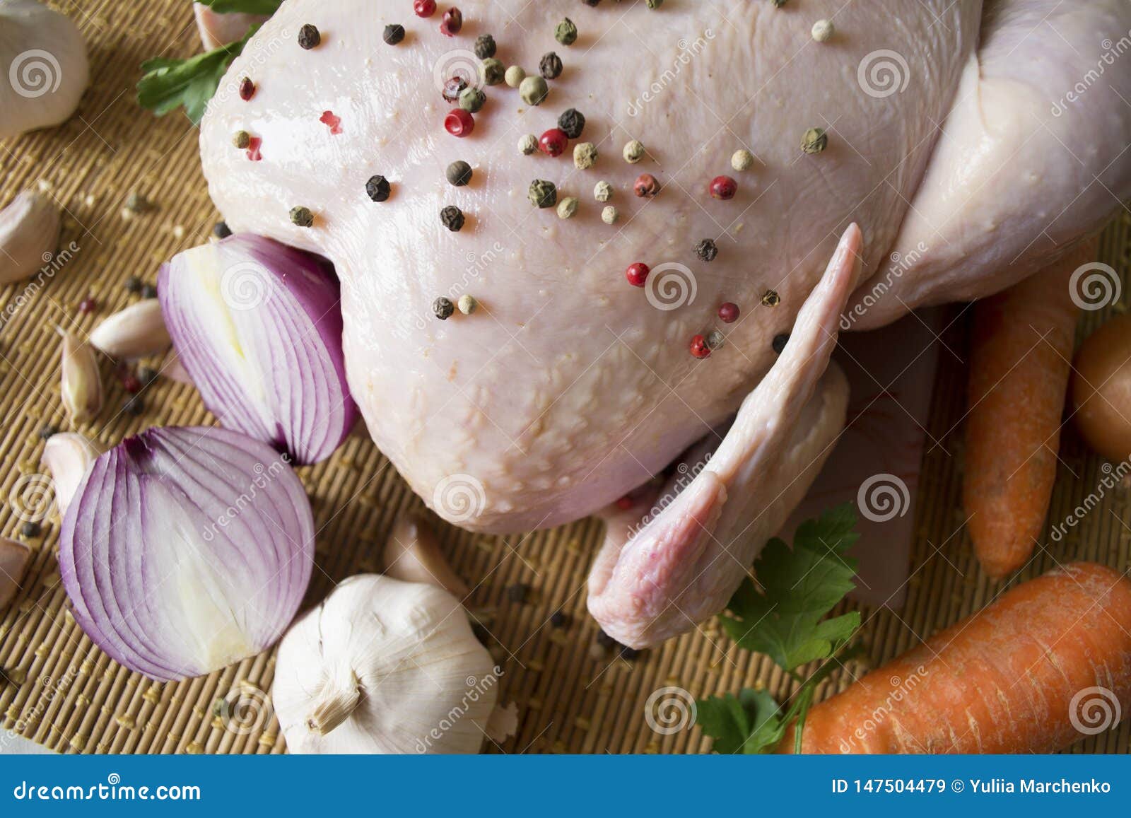 Raw chicken carcass stock image. Image of kitchen, closeup 147504479