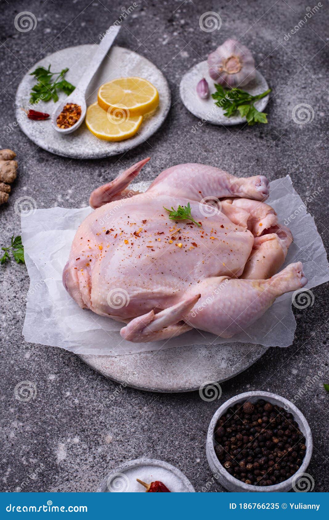 Raw Chicken with Herbs and Spices Stock Image Image of parsley, chili