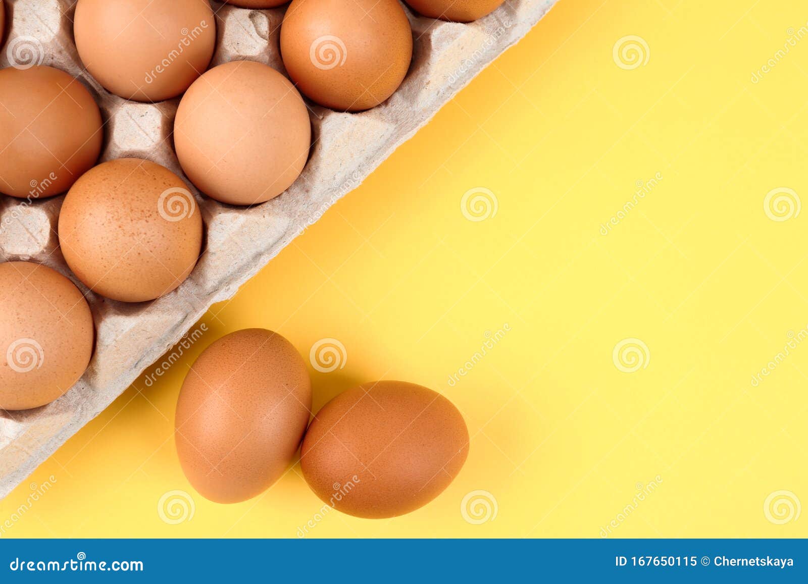 Raw Chicken Eggs on Yellow, Flat Lay Stock Image Image of yellow