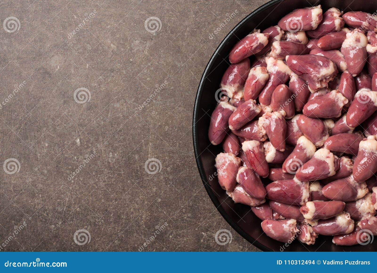 Raw Chicken Hearts in Frying Pan Stock Photo Image of culinary