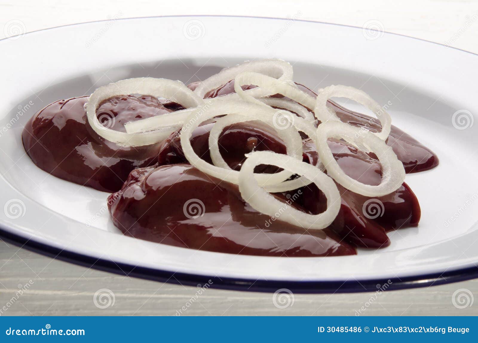 Raw Chicken Liver with Onion Rings Stock Photo Image of organic, meat 30485486