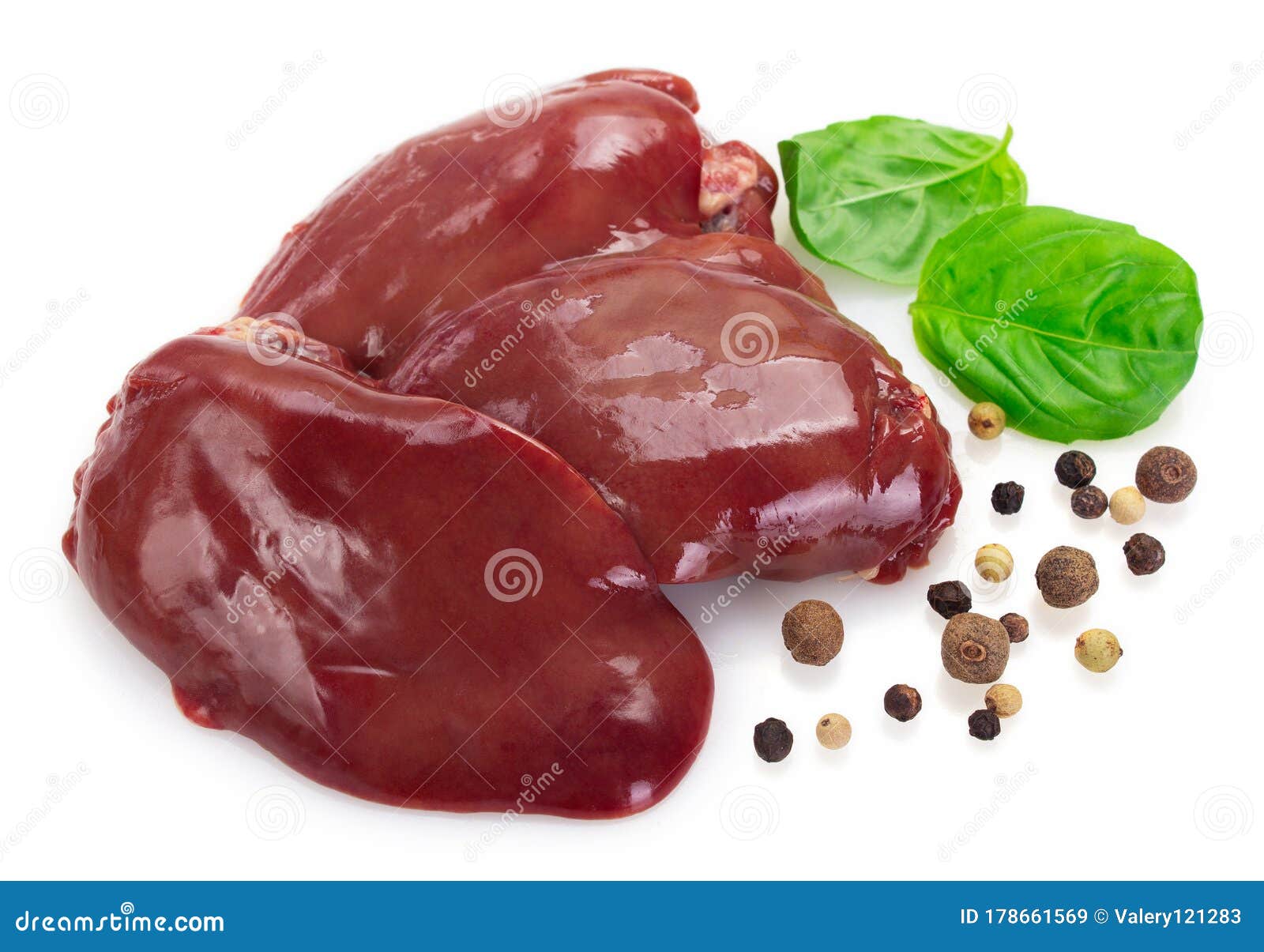 Raw Chicken Livers on White Background Stock Image Image of slice