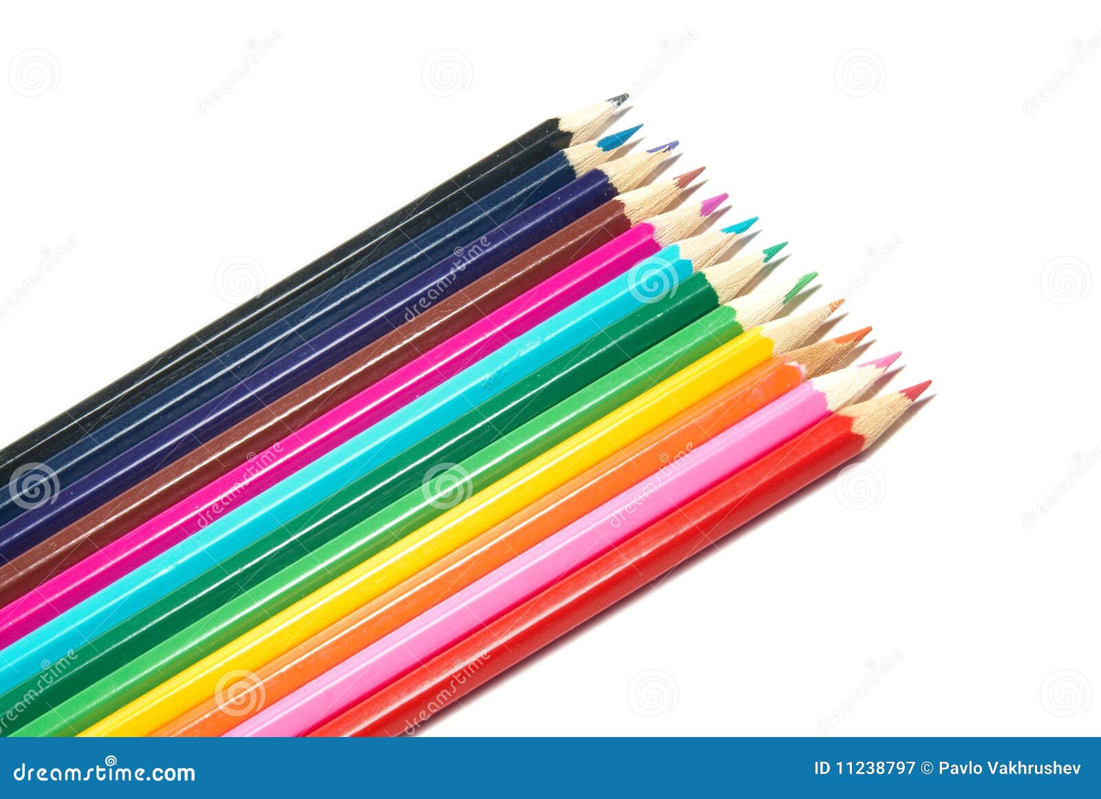 Raw of colored pencils stock image. Image of office, orange 11238797