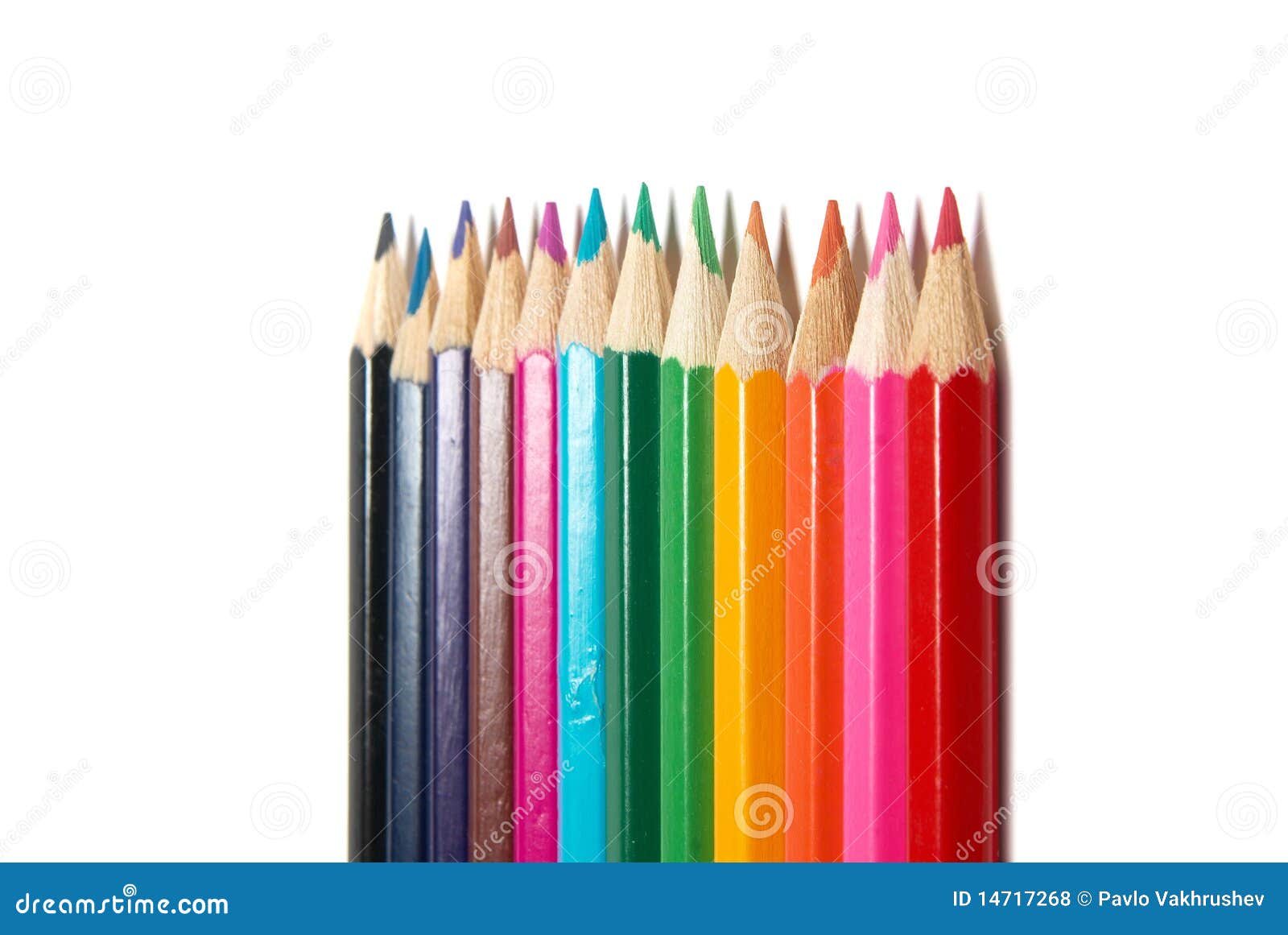 Raw of colored pencils stock photo. Image of orange, background 14717268