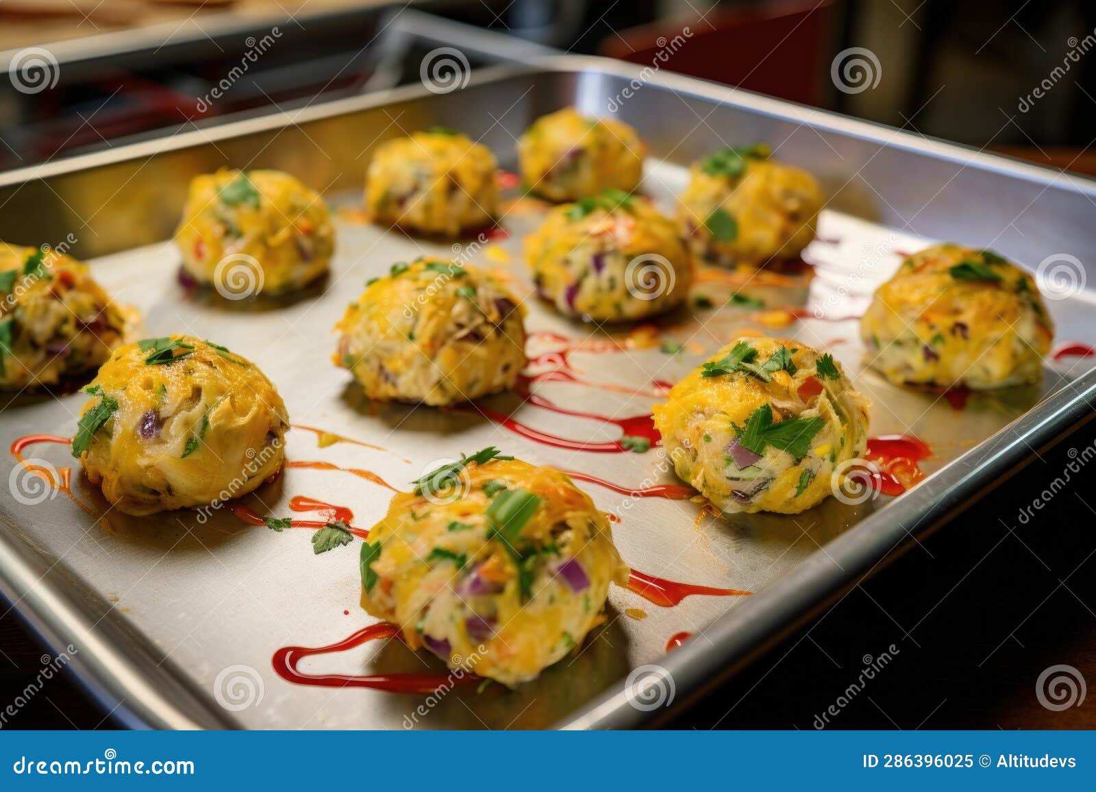 Raw Crab Cakes Ready for Cooking on Tray Stock Image Image of appetizer, generated 286396025