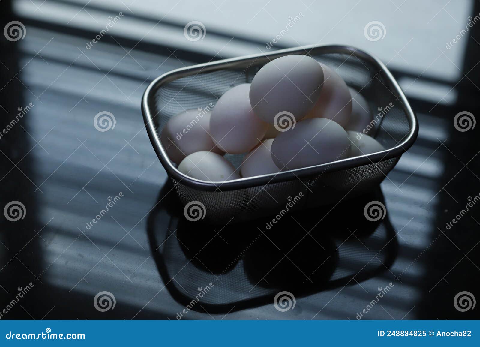 Raw duck eggs in a basket stock image. Image of protein 248884825