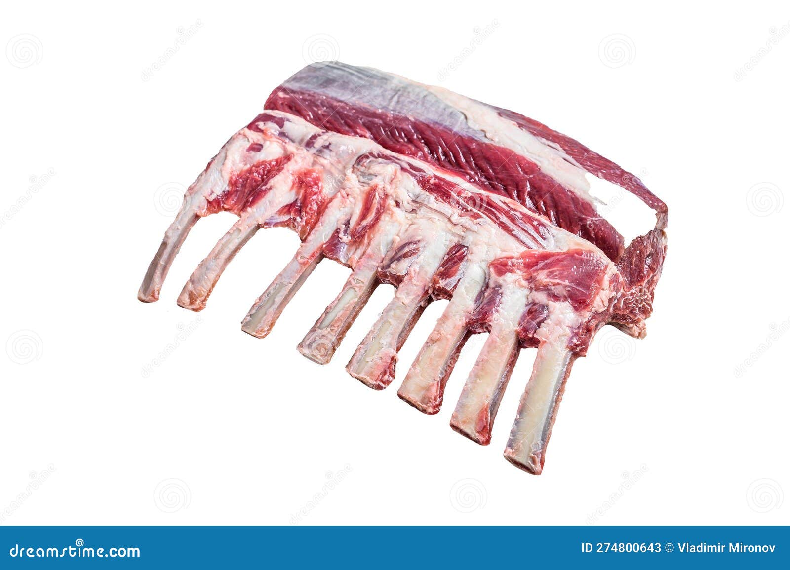 Raw Fresh Rack of Lamb Meat. Isolated on White Background. Stock Image