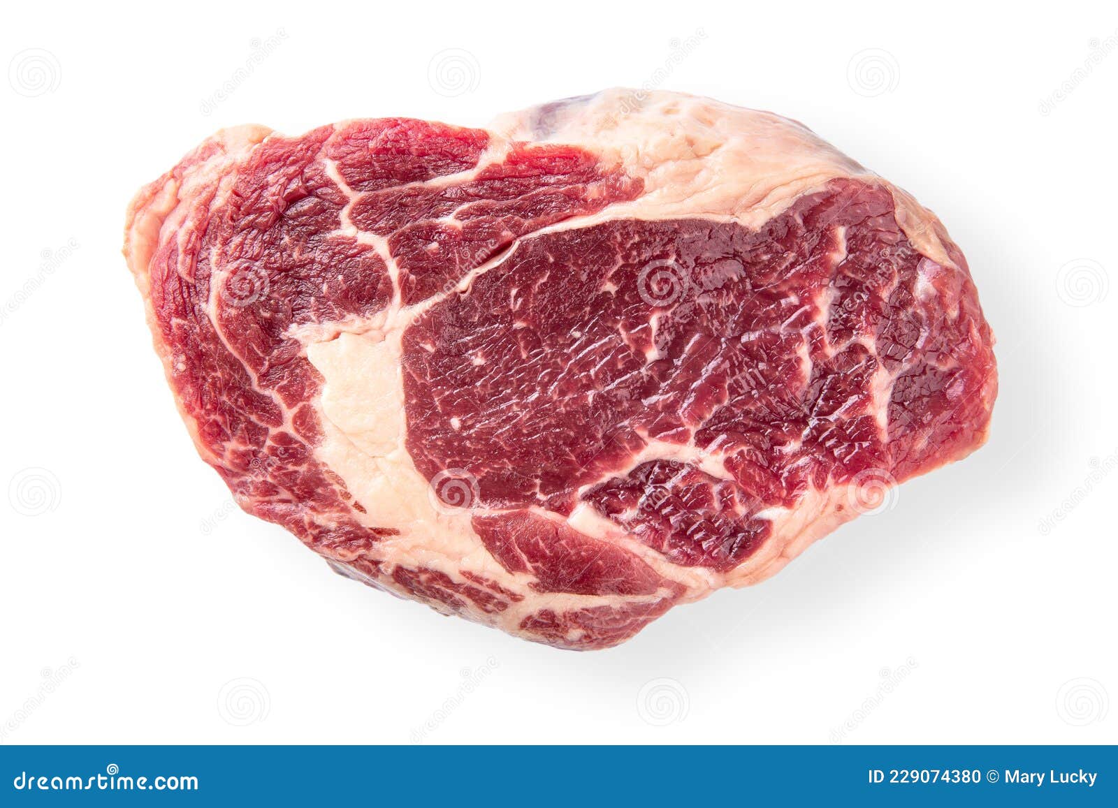 Raw Fresh Ribeye Steak Isolated on White Background Stock Photo Image
