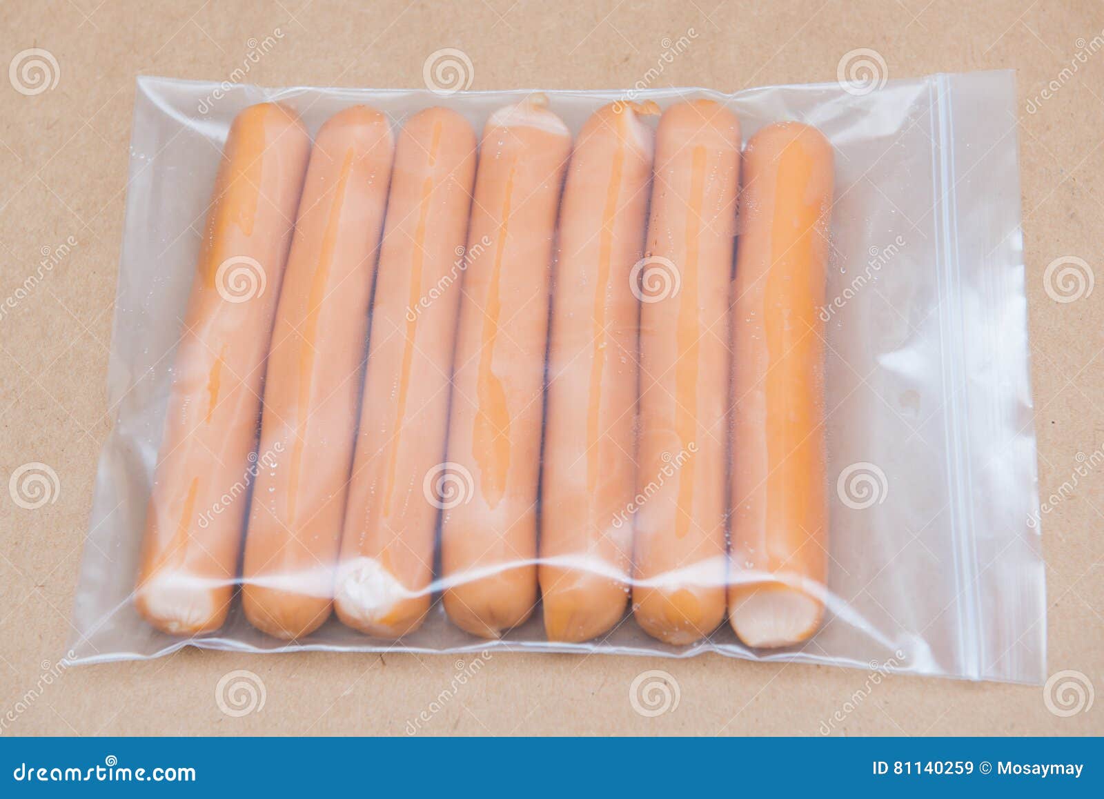 Raw Fresh Sausage in Plastic Bag Stock Image Image of cooking