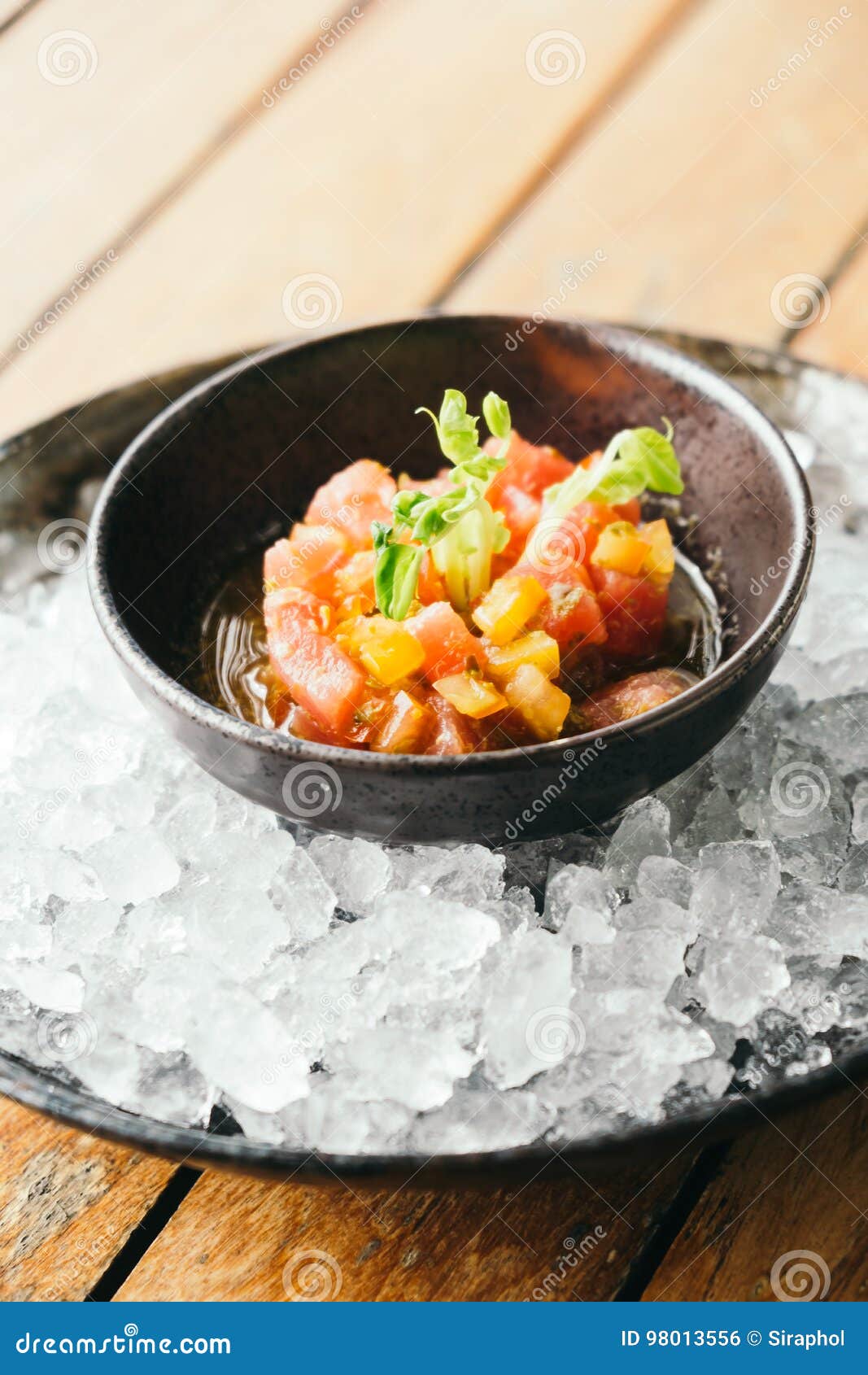 Raw and fresh tuna tartare stock photo. Image of background 98013556