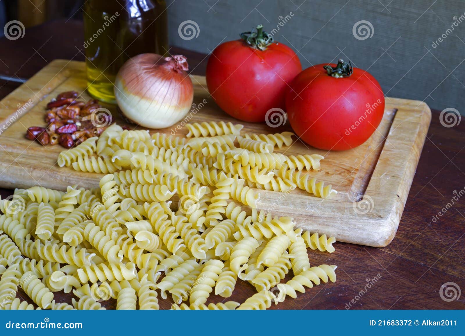 Raw Fusilli with Ingredients Stock Photo Image of chopping, pepper