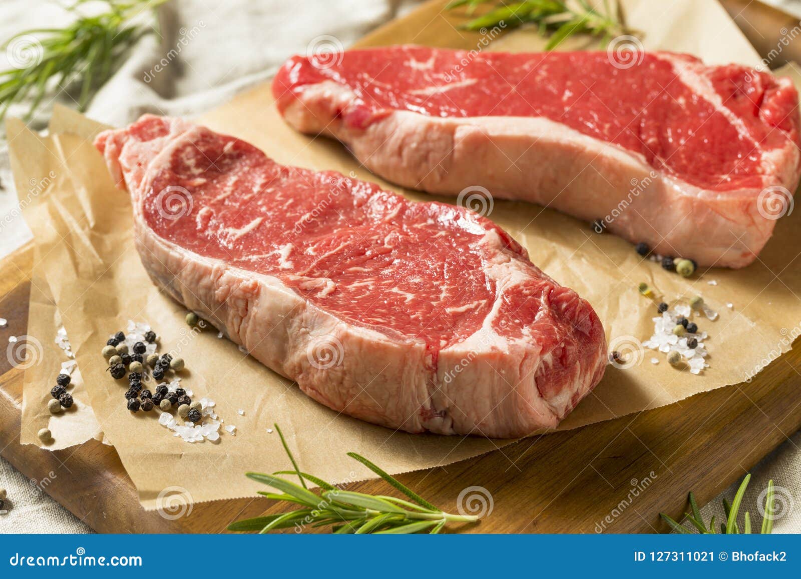 raw grass fed ny strip steaks