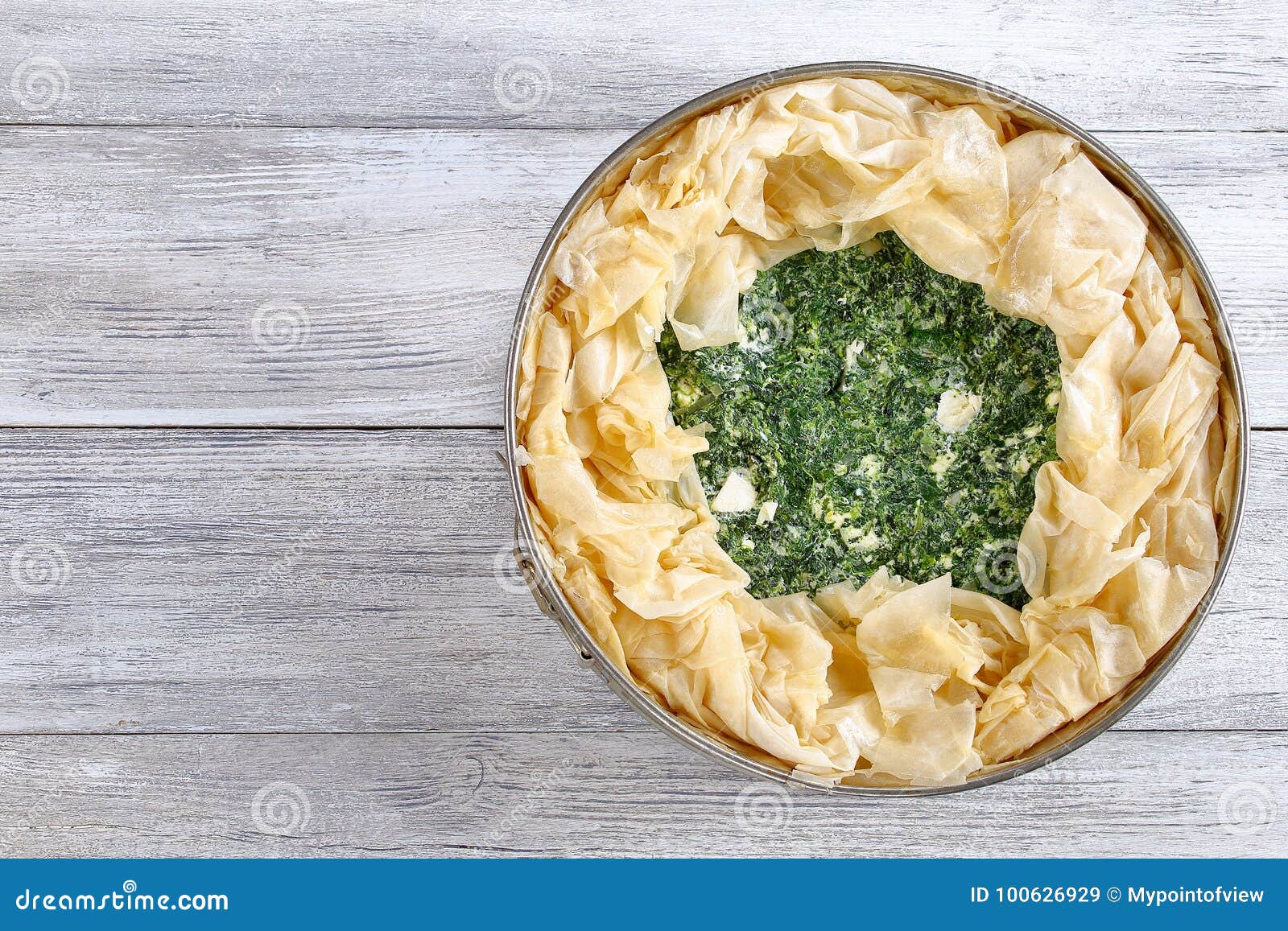 Raw Greek Spinach Feta Cheese Pie Stock Image - Image of horizontal