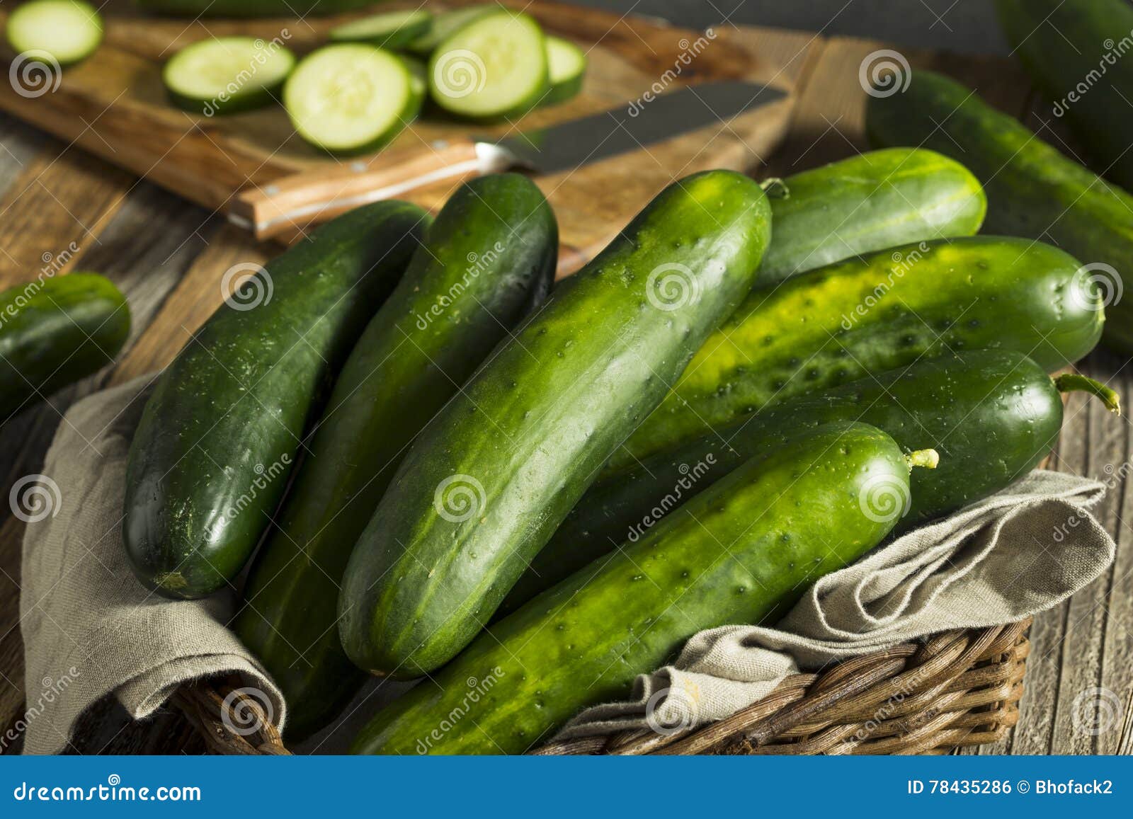 raw green organic cucumbers