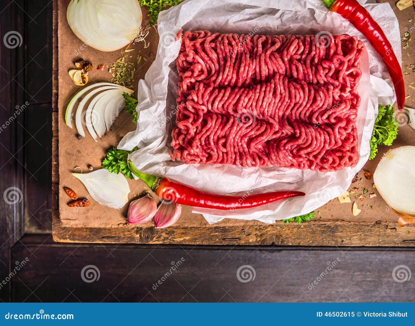 Raw Ground Beef with Spices and Herbs Stock Image Image of cooking, objects 46502615