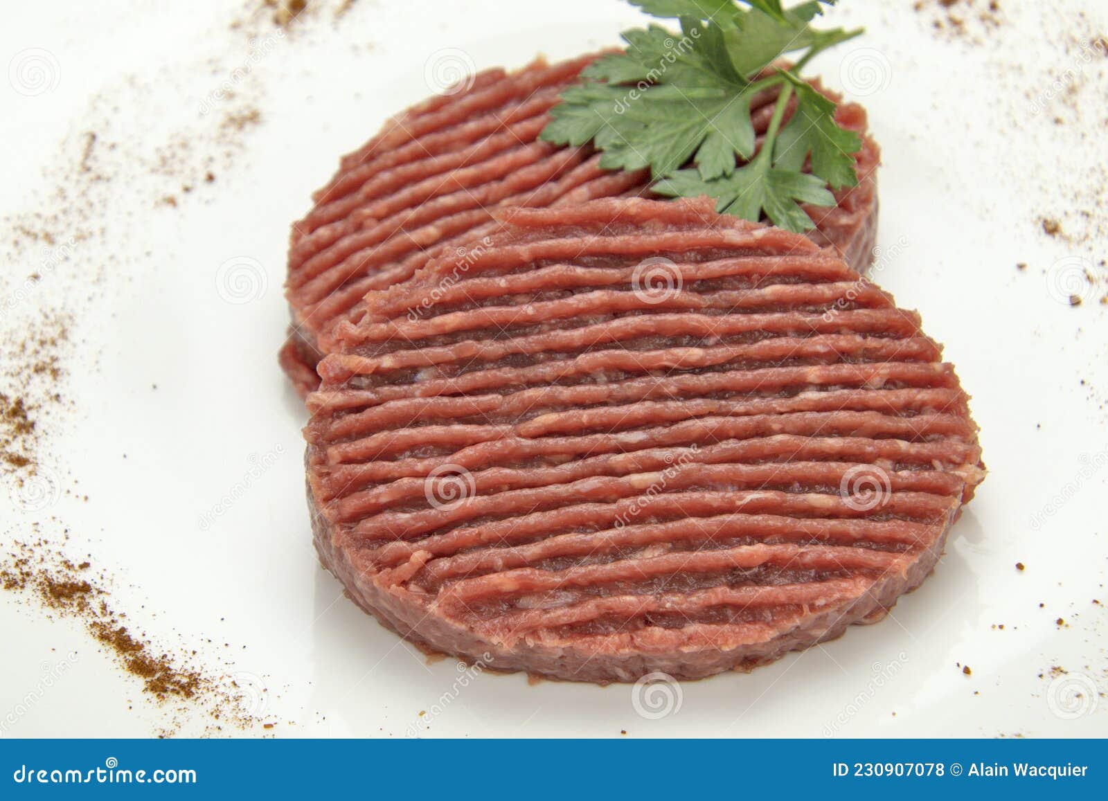 Raw Ground Beef Steaks on a Plate Stock Photo Image of close, steak 230907078