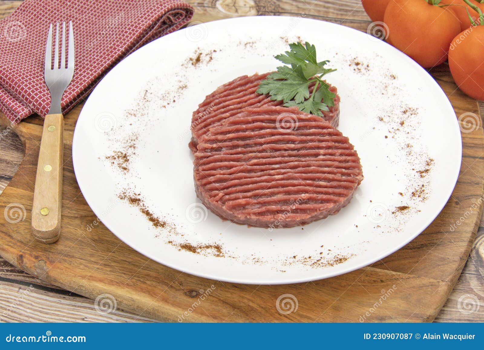 Raw Ground Beef Steaks on a Plate Stock Image Image of minced, table 230907087