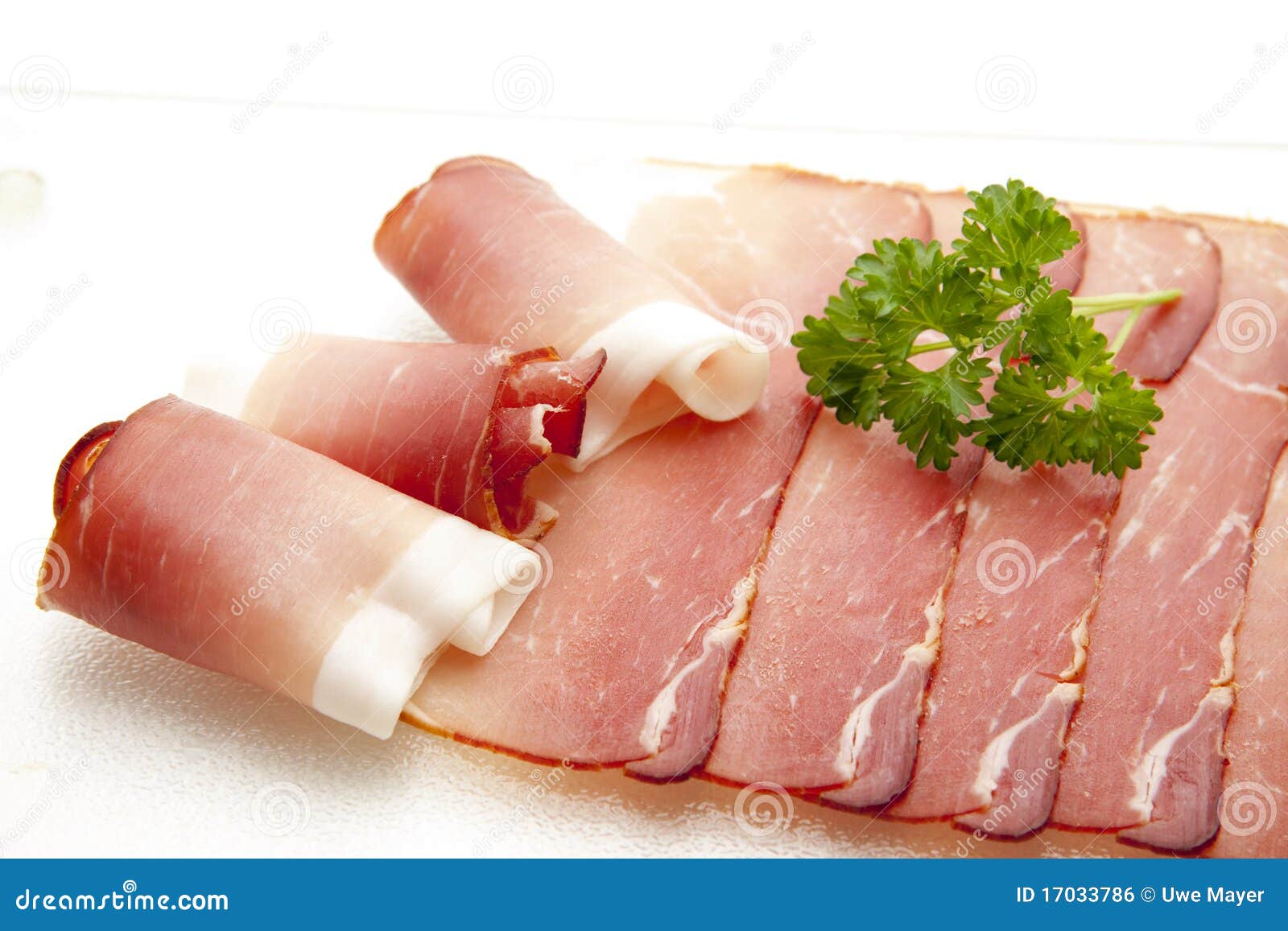 Raw ham stock photo. Image of parsley, exempted, isolated 17033786