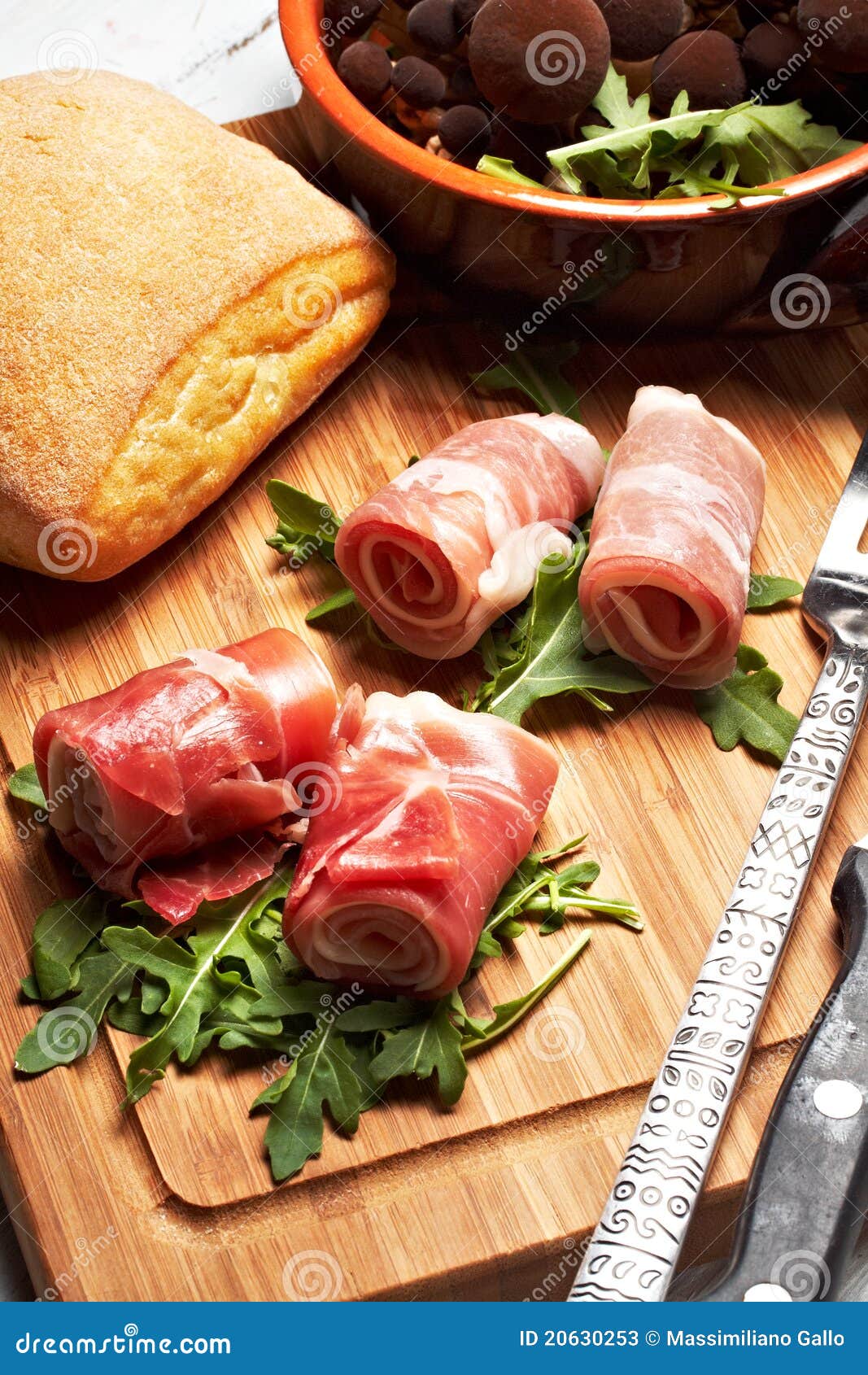 Raw ham stock image. Image of meal, cheese, smoked, arugula 20630253