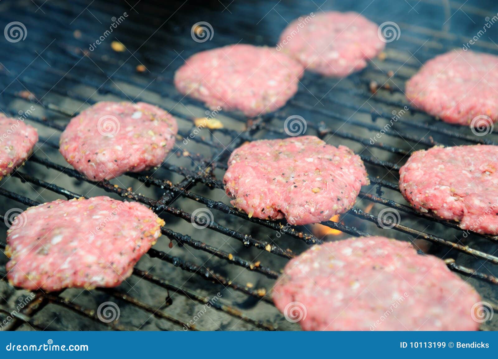 Raw Hamburgers on the Grill Stock Image Image of closeup, diet 10113199