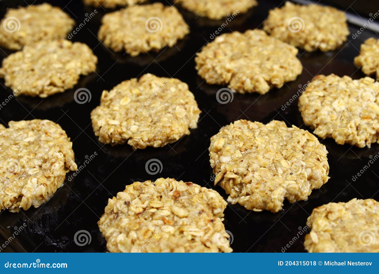 Raw Homemade Oatmeal Cookies on a Baking Sheet Stock Photo Image of