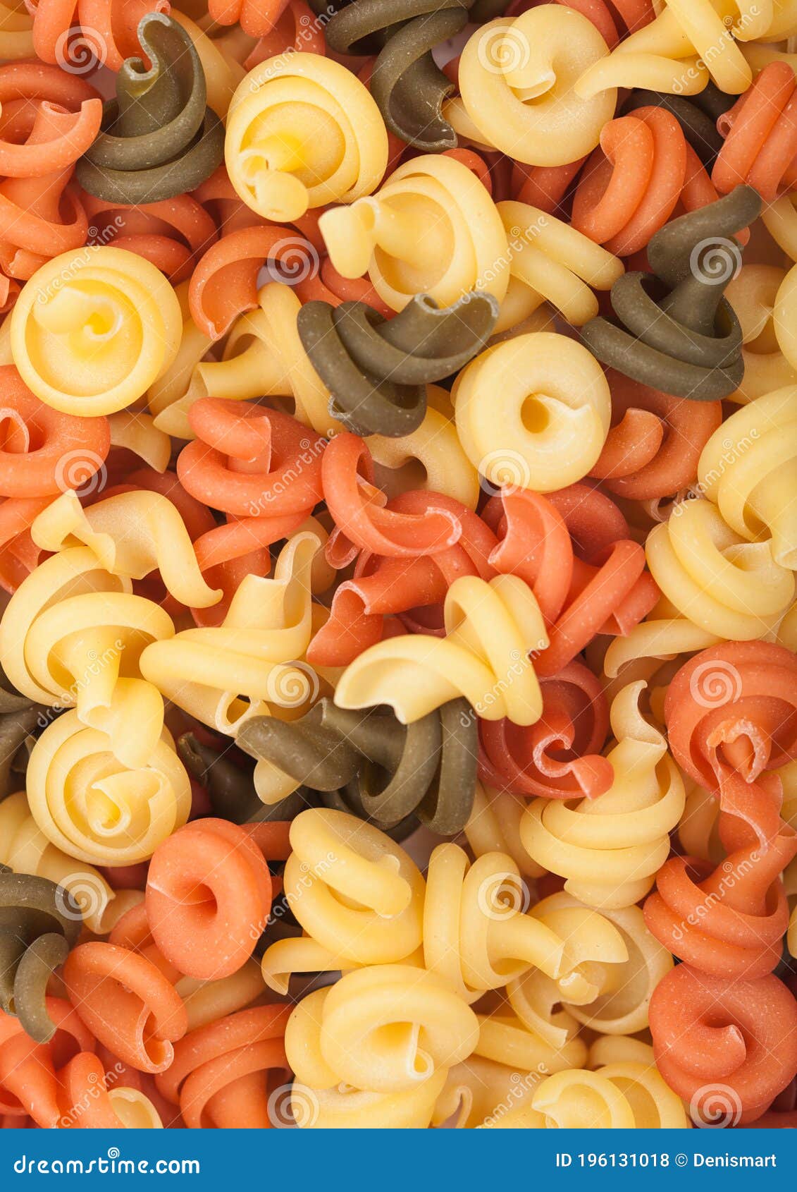 Raw Homemade Tricolore Trottole Pasta Close Up Stock Photo - Image of ...