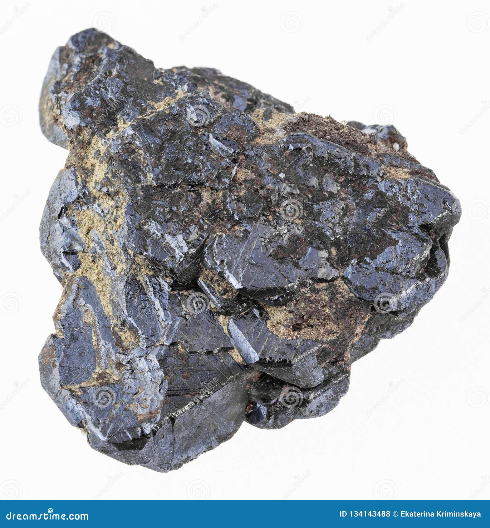 raw ilmenite (titanium ore) stone on white