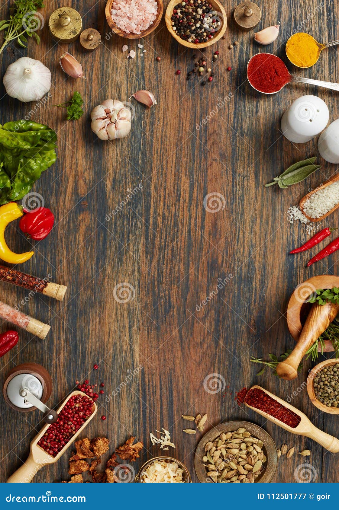 Raw ingredients from above stock image. Image of colored - 112501777