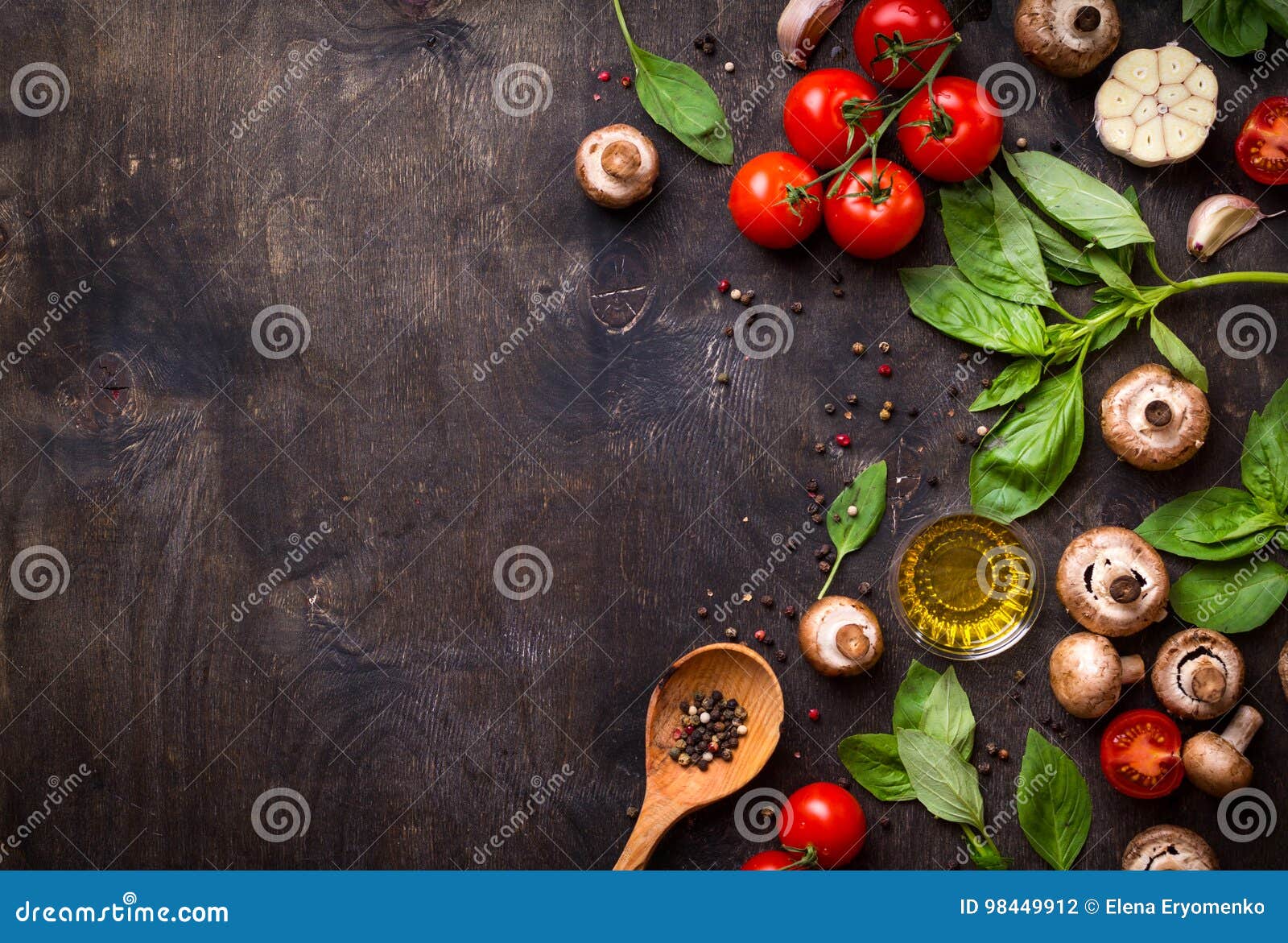 Raw Ingredients for Cooking Stock Photo - Image of olive, basil: 98449912