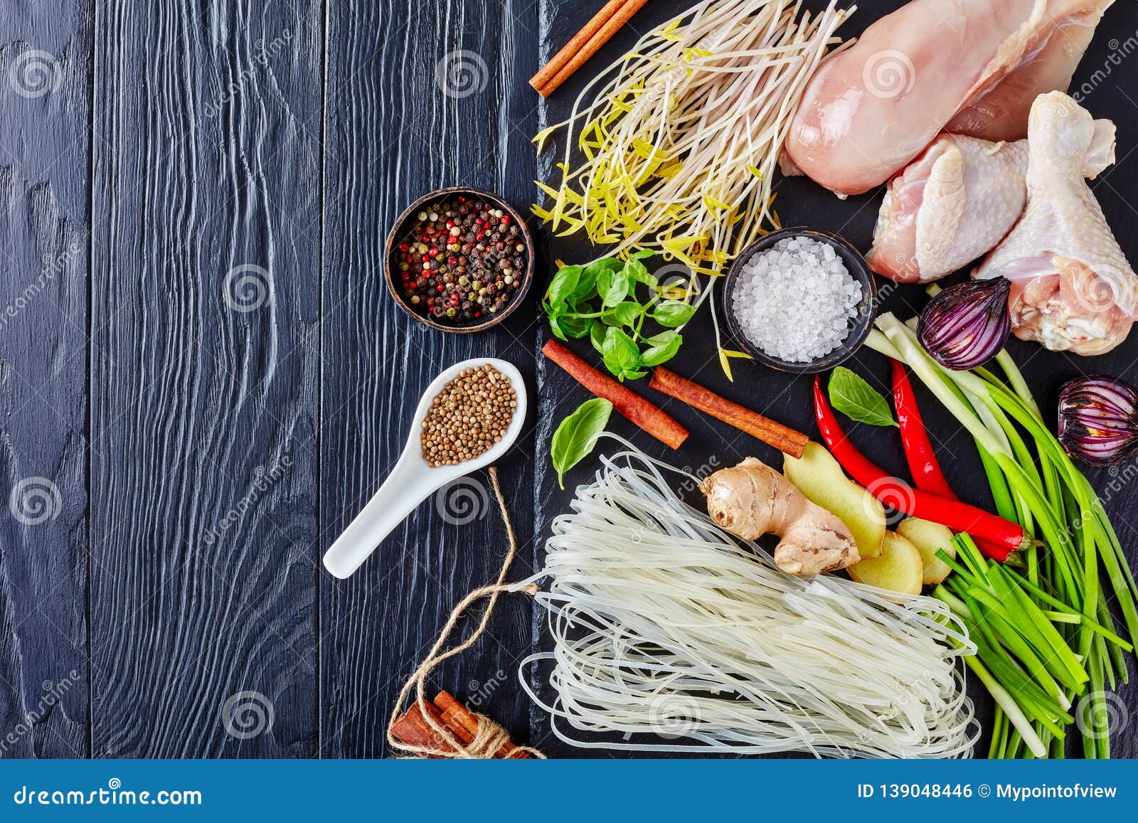 Raw Ingredients for Vietnamese Soup Pho Ga Stock Photo - Image of noodle,  meal: 139048446