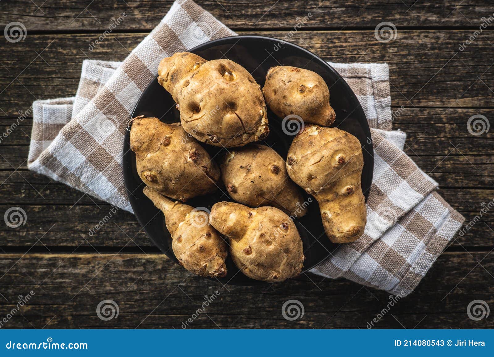 Raw Jerusalem Artichoke. Topinambur Vegetable Root on Plate Stock Image